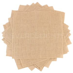 CleverDelights 12 Inch Burlap Squares - 12 Pack - Premium Jute Burlap Fabric - Finished Edges - 12" x 12"