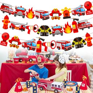 Fire Truck Banner Fire Engine Rescue Party Banners 3Pcs Fireman Birthday Banners Fire Truck Birthday Decoration for Firefighter Baby Shower Supplies