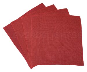 cleverdelights 20 inch red burlap squares - 4 pack - jute burlap fabric - finished edges - 20" x 20"