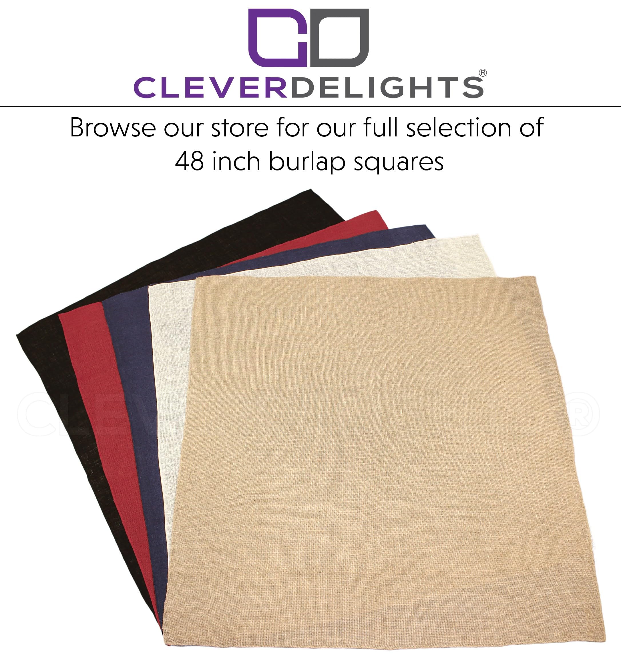 CleverDelights 48 Inch Black Burlap Square - Jute Burlap Fabric - Finished Edges - 48" x 48"