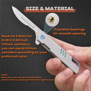 JIARIOME Titanium Scalpel EDC Folding Pocket Knife Microtech Inspired Mini Utility Blade for Keychain Retractable Craft Precision Easy Carry on Key Chain or Wallet (5 pcs #60 Blades)