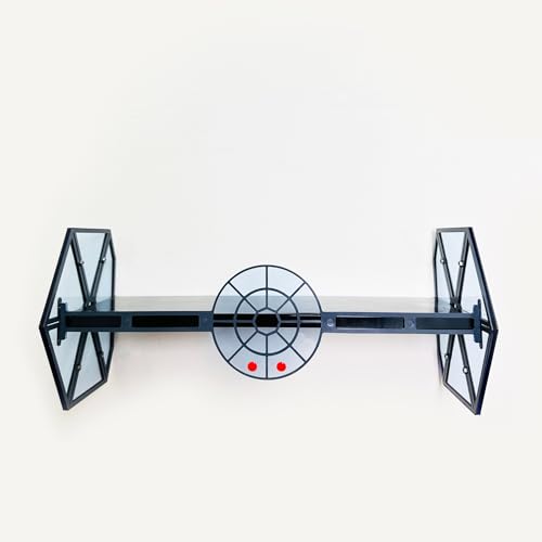 ThreeIslandsArt Tie Fighter Inspired Sci-Fi Wall Hanging with Functional Shelving: A Must-Have Star Wars Gifts for Adults Men and Women, Perfect Gaming Decor and Funko Pop Display