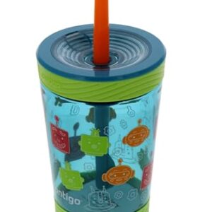 Contigo Kids Spill-Proof 14oz Tumbler with Straw and BPA-Free Plastic, Fits Most Cup Holders and Dishwasher Safe, Juniper Matcha Friend Bots