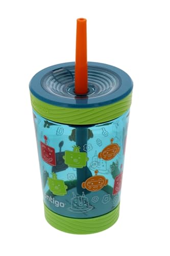 Contigo Kids Spill-Proof 14oz Tumbler with Straw and BPA-Free Plastic, Fits Most Cup Holders and Dishwasher Safe, Juniper Matcha Friend Bots