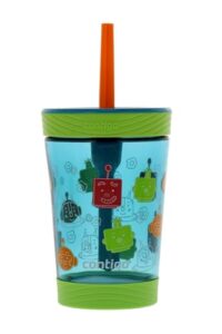 contigo kids spill-proof 14oz tumbler with straw and bpa-free plastic, fits most cup holders and dishwasher safe, juniper matcha friend bots