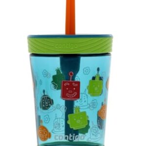 Contigo Kids Spill-Proof 14oz Tumbler with Straw and BPA-Free Plastic, Fits Most Cup Holders and Dishwasher Safe, Juniper Matcha Friend Bots