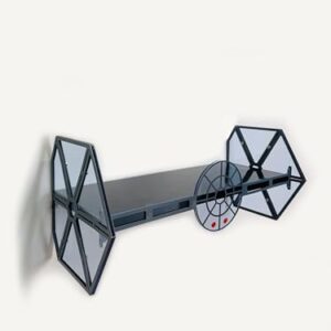 ThreeIslandsArt Tie Fighter Inspired Sci-Fi Wall Hanging with Functional Shelving: A Must-Have Star Wars Gifts for Adults Men and Women, Perfect Gaming Decor and Funko Pop Display