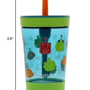 Contigo Kids Spill-Proof 14oz Tumbler with Straw and BPA-Free Plastic, Fits Most Cup Holders and Dishwasher Safe, Juniper Matcha Friend Bots