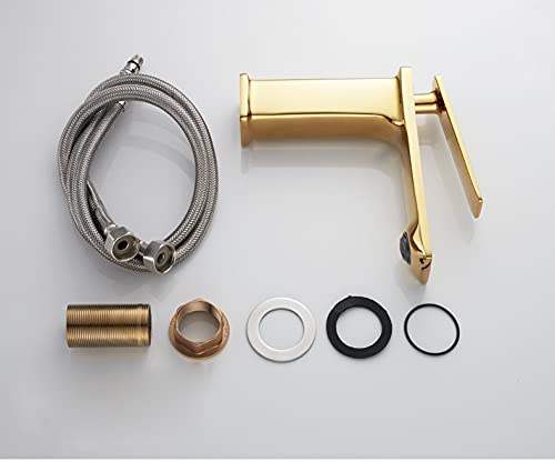 Bathroom Sink Faucet, Brass Black Gold Basin Faucet Bathroom Sink Faucets Hot Cold Water Mixer Crane Deck Mounted Single Handle Hole Bath Kitchen Tap (Color : White and Gold)