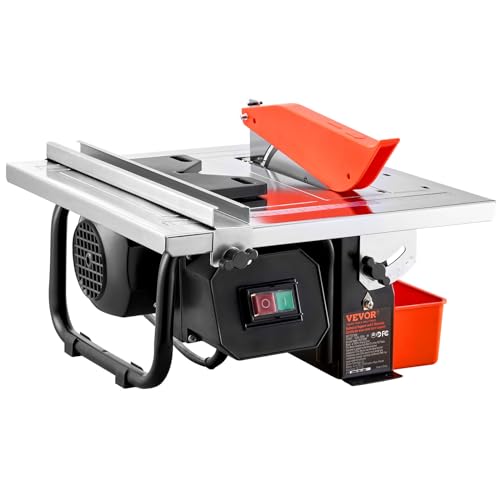 VEVOR Wet Tile Saw, 7-inch 65Mn Steel Blade, 3300 RPM Induction Motor, Tile Cutter Wet Saw with Water Reservoir, 0-45 Degrees Miter Angle for Cutting Tiles and Stones, for DIY Enthusiasts