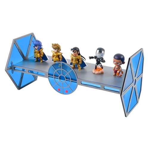 ThreeIslandsArt Tie Fighter Inspired Sci-Fi Wall Hanging with Functional Shelving: A Must-Have Star Wars Gifts for Adults Men and Women, Perfect Gaming Decor and Funko Pop Display