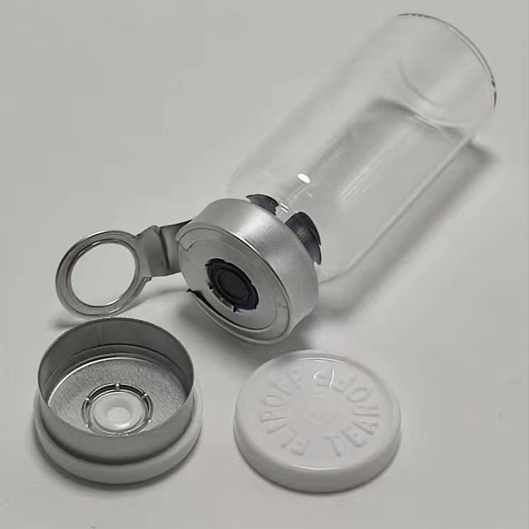 GISUREM 10ml Glass Bottle,Sterile Transparent Vial,Seals Empty Vials, Lab Sample Vial, Empty Vials with Self Healing Injection Port,with Flip Off Aluminum Cap (Transparent Borosilicate Glass A)