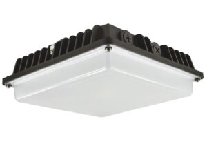 marathon lighting 60w led garage & canopy light - commercial grade quality - 6375 lumens - wattage selectable- 5000k in bronze - diffused lens - 6kv surge protection - ul/dlc listed - ac 120-277v