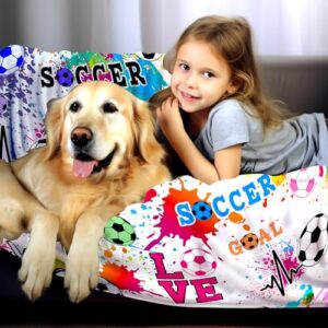 Soccer Girls Blanket Soft Flannel Soccer Blanket Outdoor,Soccer Blankets and Throws Soccer Stuff,Best Soccer Gifts for Boys Girl Adults Soccer Lovers 50"x40"