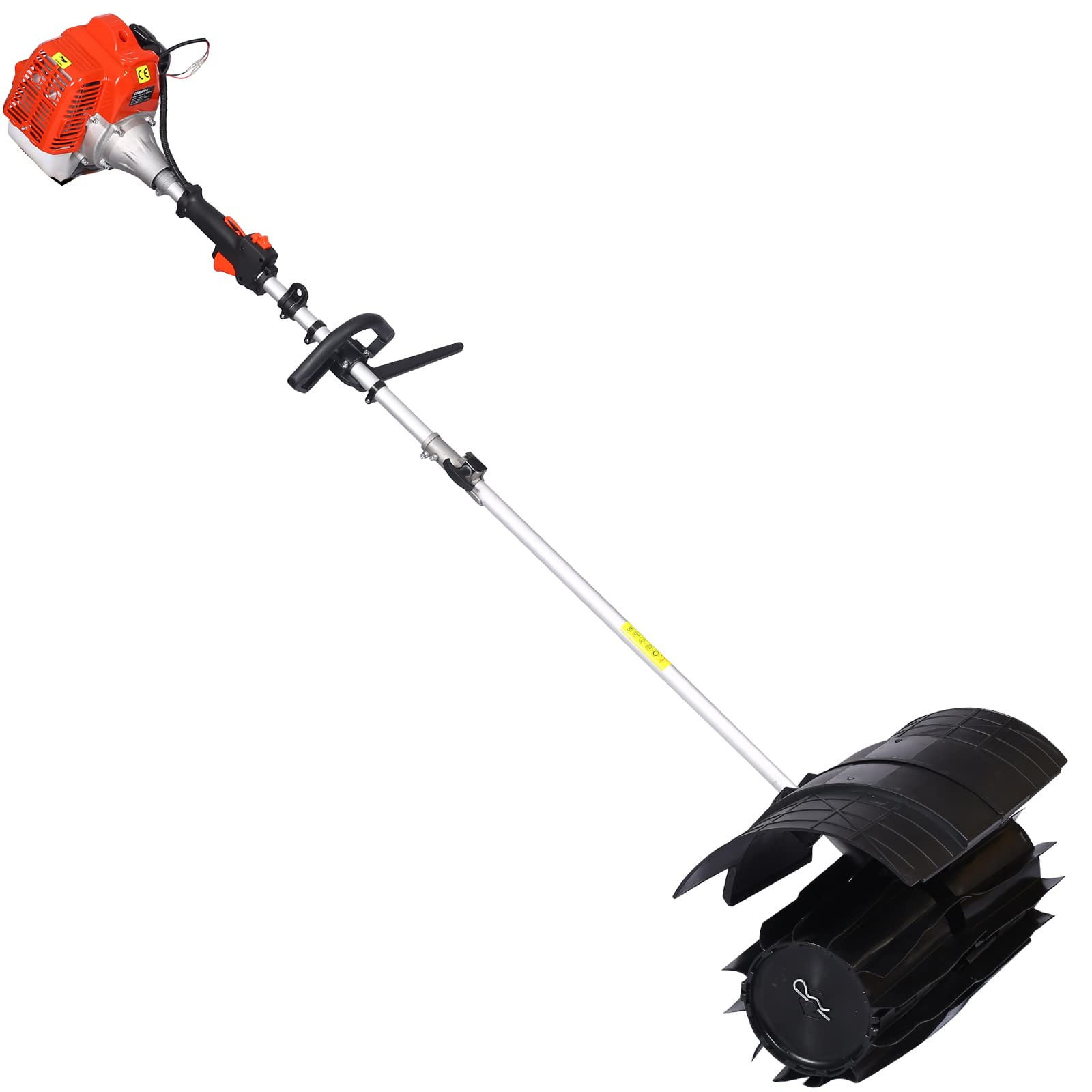 Gas Power Snow Sweeper Broom Handheld,1700W Hand Held Walk Behind Sweeping,for Cleaning Driveway,Lawn,Pavements,Garden,Outdoor Clean Tool,EPA,52CC 2-Stroke,27.2x10.4,Orange