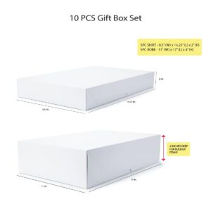 NATIVICO 10 Sturdy White Gift Boxes for Presents - Premium Gift Boxes with Lids - 4-inch Deep Robe Boxes and Shirt Boxes