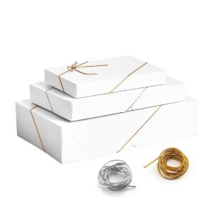 nativico 10 premium assorted gift boxes for presents - white gift boxes with lids and elastic loops- 4-inch deep robe boxes and additional gift box sizes good for shirt and lingerie