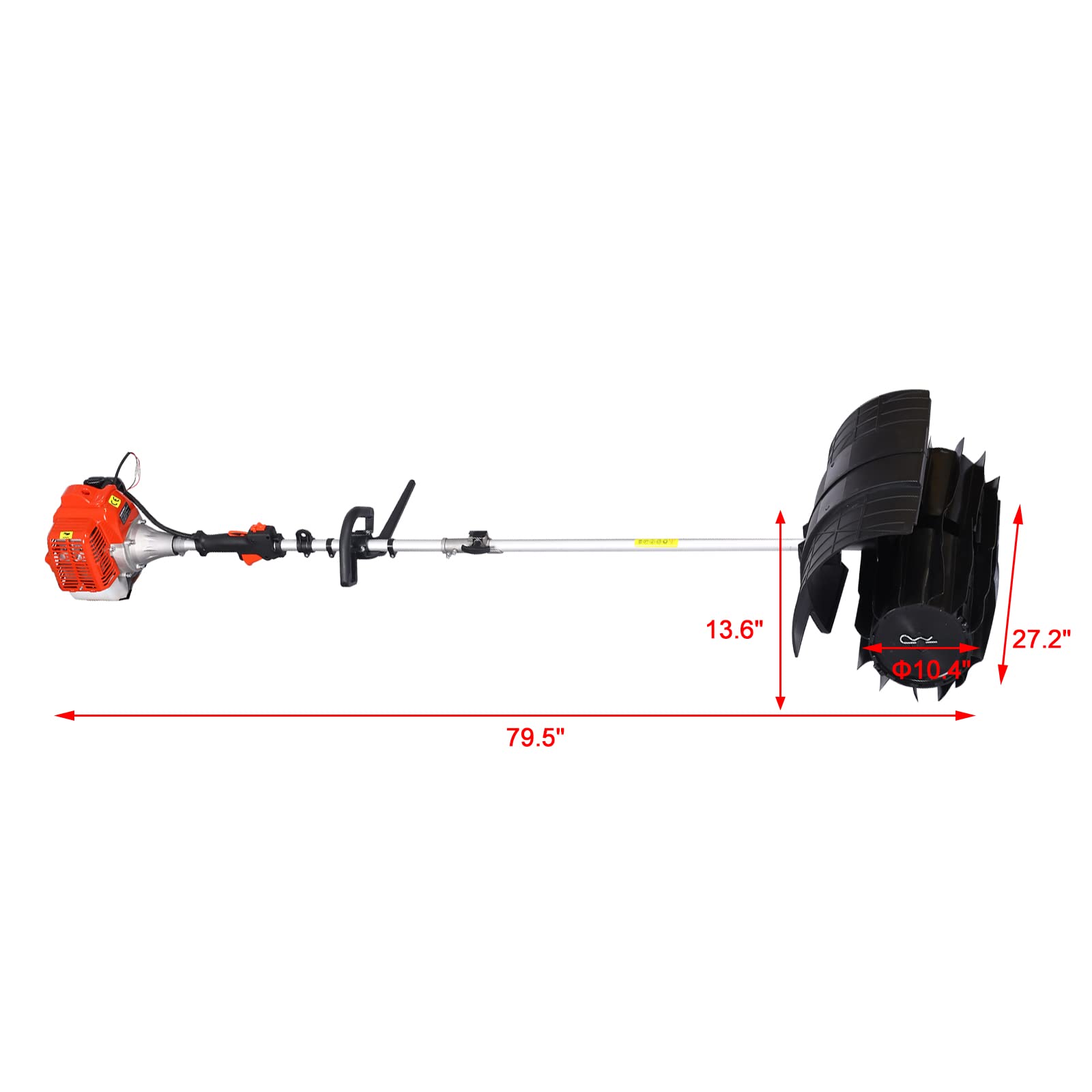 Gas Power Snow Sweeper Broom Handheld,1700W Hand Held Walk Behind Sweeping,for Cleaning Driveway,Lawn,Pavements,Garden,Outdoor Clean Tool,EPA,52CC 2-Stroke,27.2x10.4,Orange