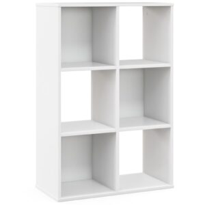 Giantex 6-Cube Bookcase White, 4-Tier Freestanding Wooden Bookshelf with 2 Anti-Tipping Kits, Modern Wood Book Case, Open Cube Storage Organizer for Living Room, Kids Room