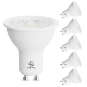 energetic mr16 gu10 bi-pin base led light bulb, dimmable 5000k daylight 50w halogen replacement, 5w 120v 450lm cri 80+, 40 degree beam angle for landscape, recessed, track lighting, 6pack