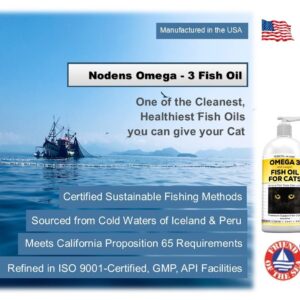 Fish Oil for Cats Natural Omega 3 Fish Oil Liquid for Pets - Cat Shedding Products, Cat Dandruff - Omega 3 Fish Oil for Cats Hairballs - Cat Health Supplies Omega 3 for Cat Vitamins and Supplements