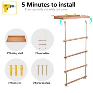 Gomyrod 5-Layer Wooden Blanket Ladder, 2-in-1 Towel Racks Blanket Quilt Towel Holder Rack Decorative Ladder, Storage Ladder Quilt Rack Blanket Holder, Ladder Shelves for Bathroom,Living Room,Bedroom