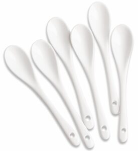 miufa 6pcs porcelain white coffee spoons espresso spoons tea sauce and desserts ceramic spoons