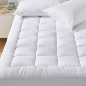 cozylux queen mattress pad 450gsm cotton mattress cover deep pocket mattress topper non slip breathable and soft quilted fitted mattress protector up to 18" thick pillowtop white