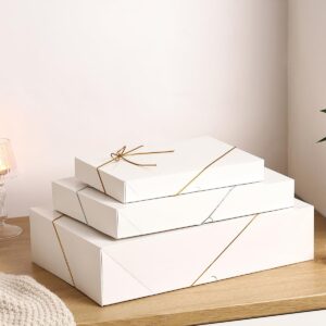 NATIVICO 10 Premium Assorted Gift Boxes for Presents - White Gift Boxes with Lids and Elastic Loops- 4-inch Deep Robe Boxes and Additional Gift Box Sizes Good for Shirt and Lingerie