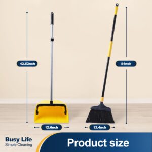 Yocada Heavy Duty Broom and Dustpan Set with Comb Commercial Outdoor Indoor for Courtyard Garage Lobby Mall Market Floor Home Kitchen Room Office Pet Hair Rubbish