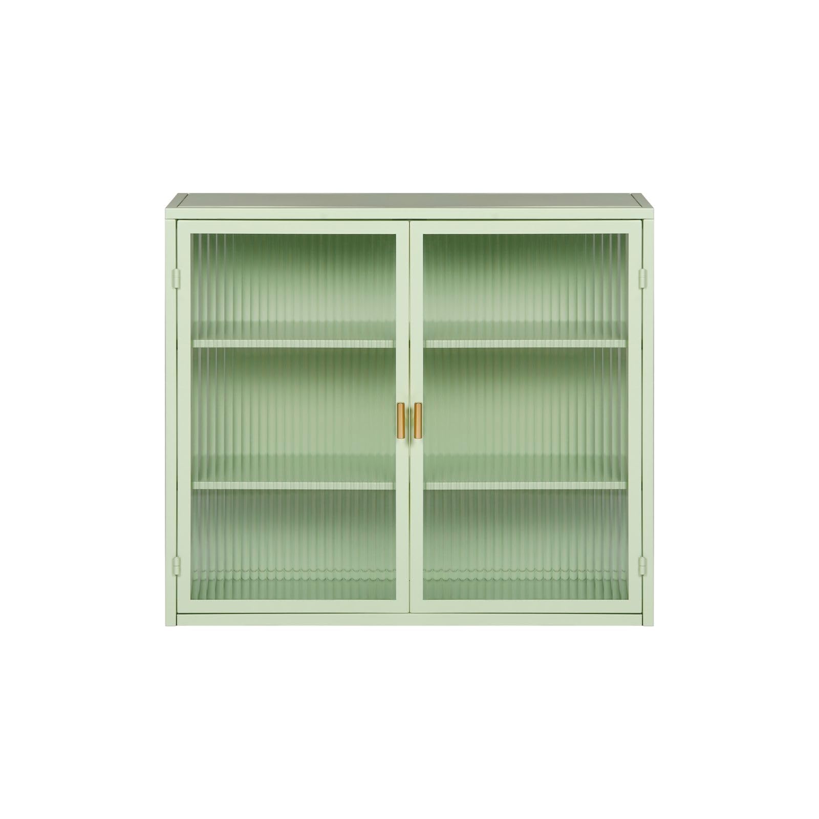 SPOFLYINN Removable Wooden Wall Cabinet Double Windowpane Glass Doors Bathroom Wall Cabinet Over The Toilet Adjustable Shelves Green Iron+Tempered Glass 1 PHO_10ZU Rectangular