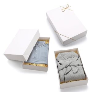 NATIVICO 10 Premium Assorted Gift Boxes for Presents - White Gift Boxes with Lids and Elastic Loops- 4-inch Deep Robe Boxes and Additional Gift Box Sizes Good for Shirt and Lingerie