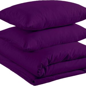 JC BEDDING HOUSE Hidden Zipper Closure Duvet Cover Set 3pc| Full XL Size(88"x92") |Made with Premium Quality Indian Cotton|1000tc|Sateen Weave|Ultra Soft|Corner Ties|Skin Friendly| Purple.