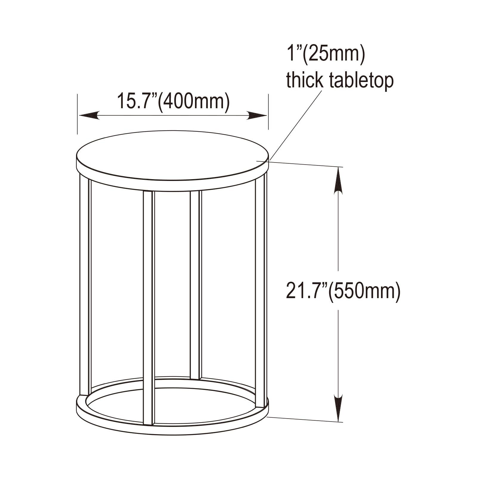 CENSI Oak End Table Side Table for Living Room, Mid-Century Modern Nightstand for Bedroom, Plant Stand, 15.7" Round, Wood and Metal (Natural)