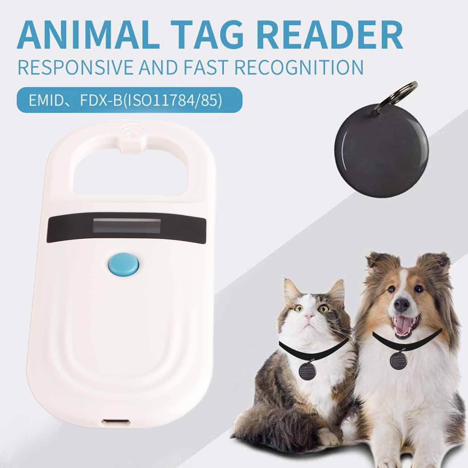 Microchip Reader, Pet Microchip Scanner with 0.91 Inch High Brightness OLED Display, Universal Handheld Animal Chip Reader, Pet ID Microchip Scanner, for Animal Tracking