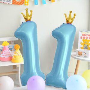 YFHVJTKO 40 Inch Number 25 Blue Crown Balloon Set,25th Celebration Decorations for Happy 25th Birthday Party Wedding Bridal Shower Engagement Photo Shoot Anniversary Decoration, Baby Blue 25 Balloon