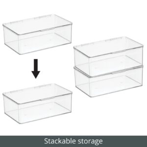 mDesign Plastic Craft Stackable Storage Organizer w/Hinged Lid - Easy-to-Carry Crayon, Bead, Sewing, Hobby Supply Container - Arts and Crafts Organizer Storage Box - Lumiere Collection, 2 Pack, Clear