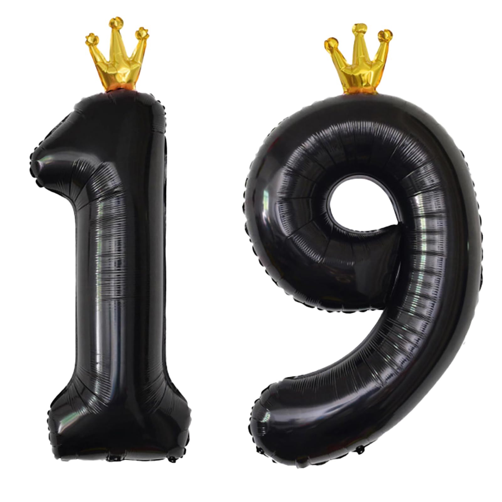 YFHVJTKO 40 Inch Number 19 Black Crown Balloon Set,19th Celebration Decorations for Happy 19th Birthday Party Wedding Bridal Shower Engagement Photo Shoot Anniversary Decoration, Black 19 Balloon