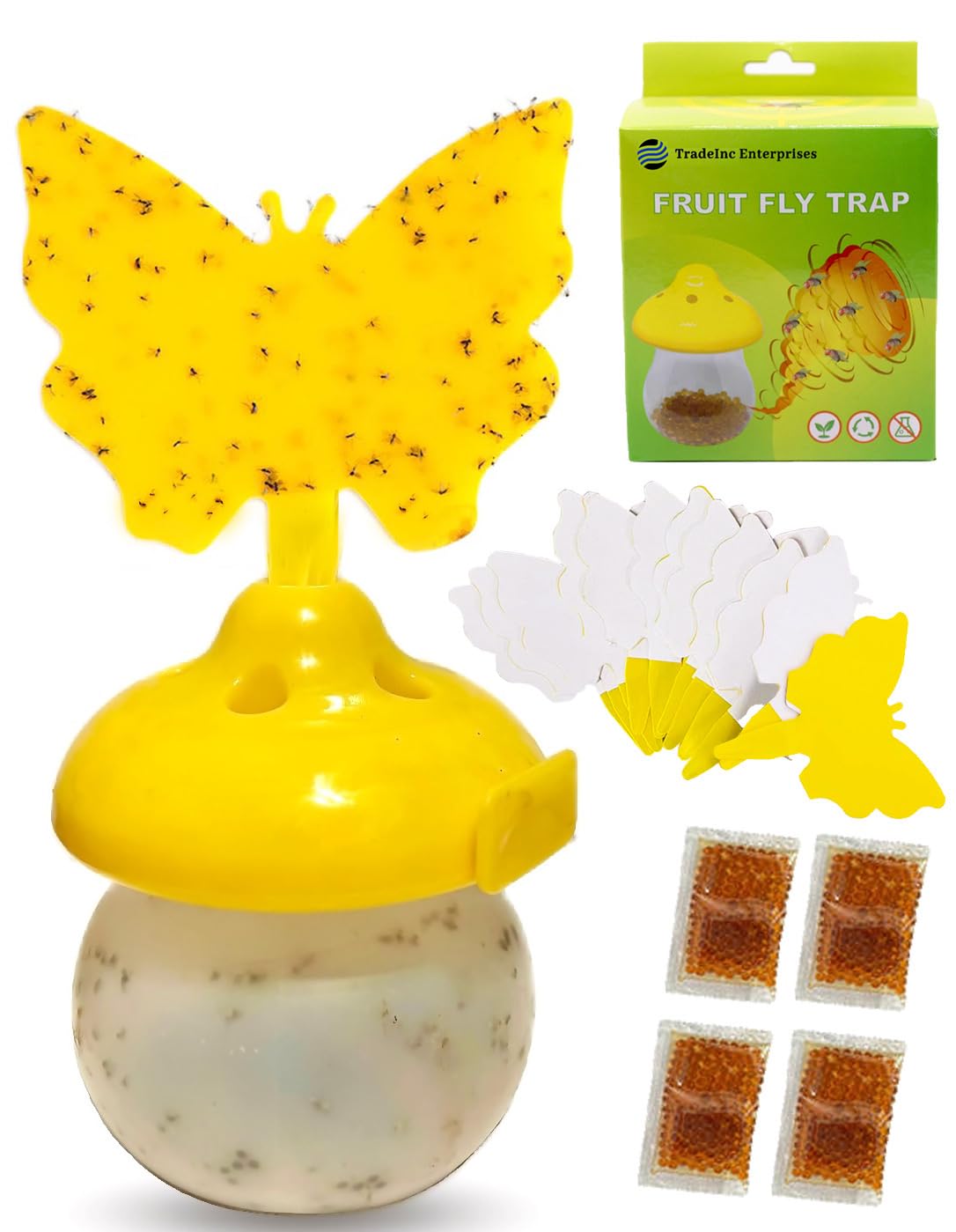 Tradeinc Enterprises Indoor Fruit Fly Trap - Fungus Gnat Pest Control Sticky Traps for House Kitchen Flies Insect Bug Catcher