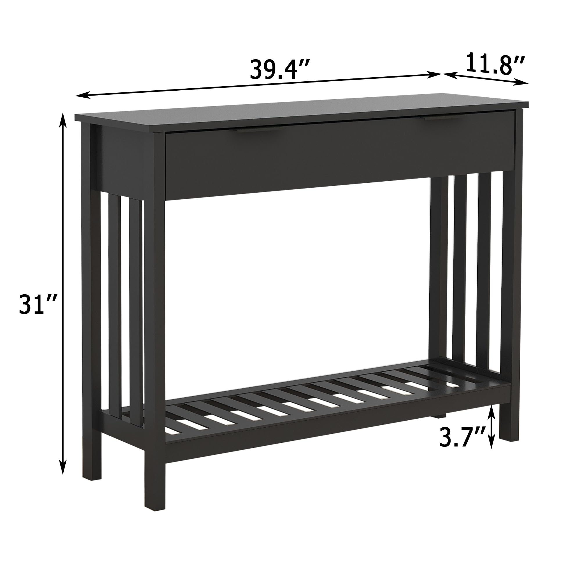 TaoHFE Black Entryway Table with Drawer Modern Wood Narrow Console Table with Storage Hallway Table Sofa Tables for Living Room,Entrance Tables for Front Door Corridor, Office, Black