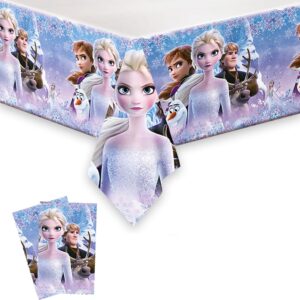 omto 2pcs frozen tablecloth disposable tablecover birthday party supplies and decorations for kid boy baby shower rectangle tables 70"x42",2 pack