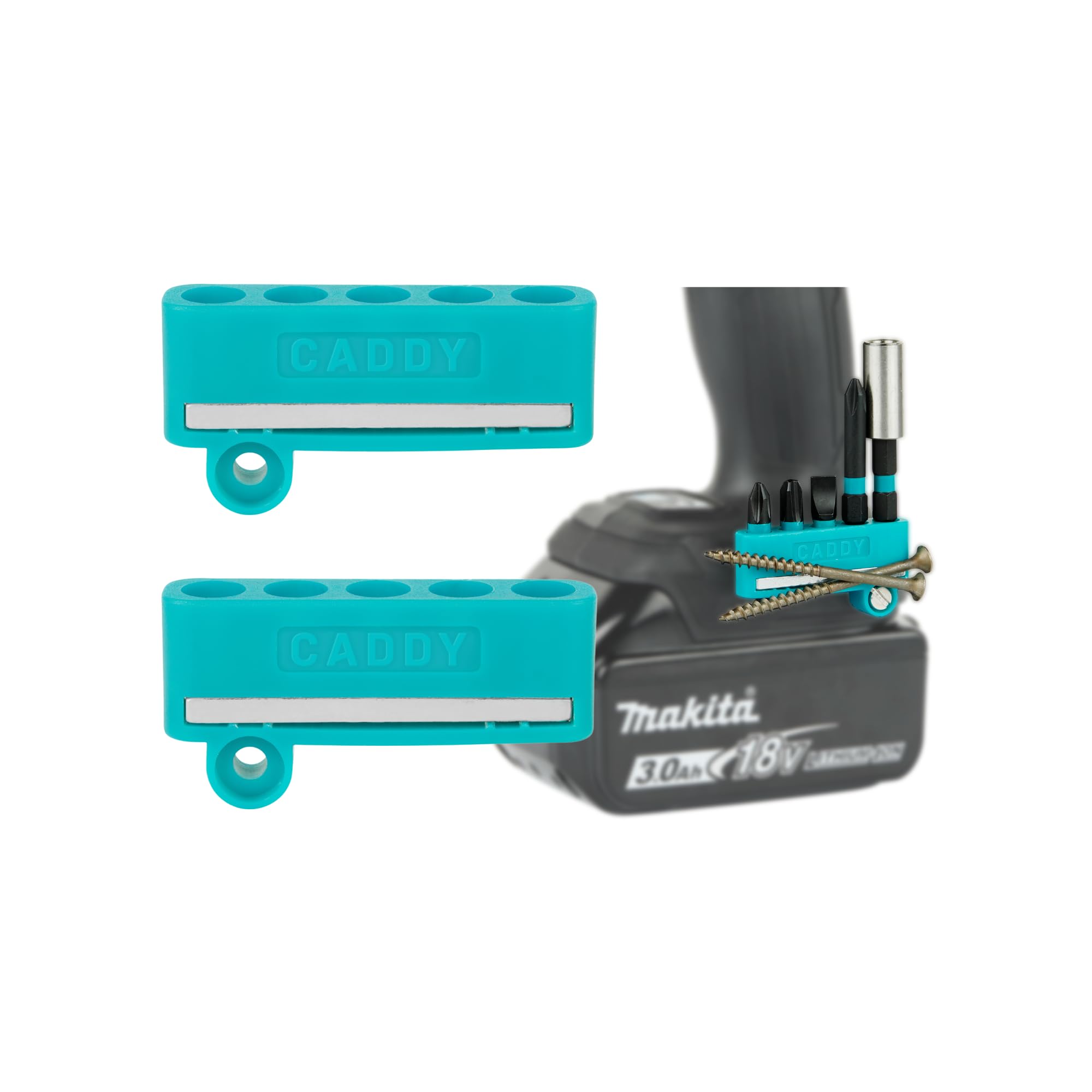 Caddy Fits Makita | 2-Pack | Magnetic Drill Bit Holder - Cordless Tools, Impact Drivers, Cordless Drill - Fits Both Left and Right Side of Driver - Hold 5 Bits Easily