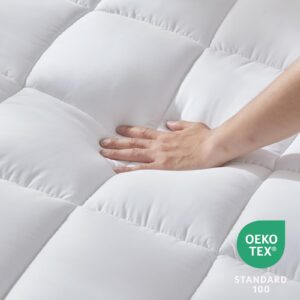 CozyLux Queen Mattress Pad 450GSM Cotton Mattress Cover Deep Pocket Mattress Topper Non Slip Breathable and Soft Quilted Fitted Mattress Protector Up to 18" Thick Pillowtop White