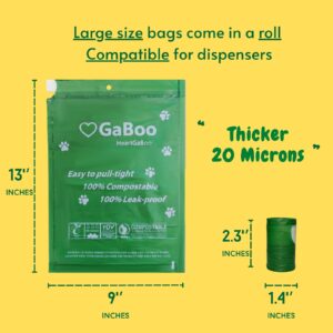 HeartGaBoo Dog Poop Bags Rolls, Drawstring Poop Bags for Easy Tying and Carrying,100% Home Compostable, Leak Proof and Extra Strong, Large Poop Bags for Dogs, Unscented, 60 Count (Side-Drawstring)