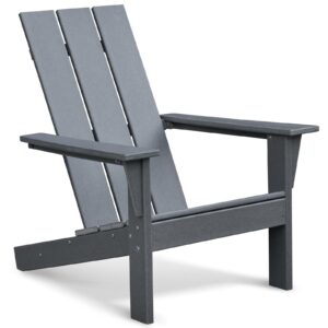 skypatio adirondack chair, all-weather patio fire pit chairs high-density polyethylene adirondack chairs for porch, balcony, garden, deck, lawn, backyard, grey