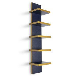 homaterial 5 tier wall shelf unit, decorative wall mount vertical shelving,modern column floating shelves for bedrooms, bathrooms 5.5" x 7.2" x 31"(blue)