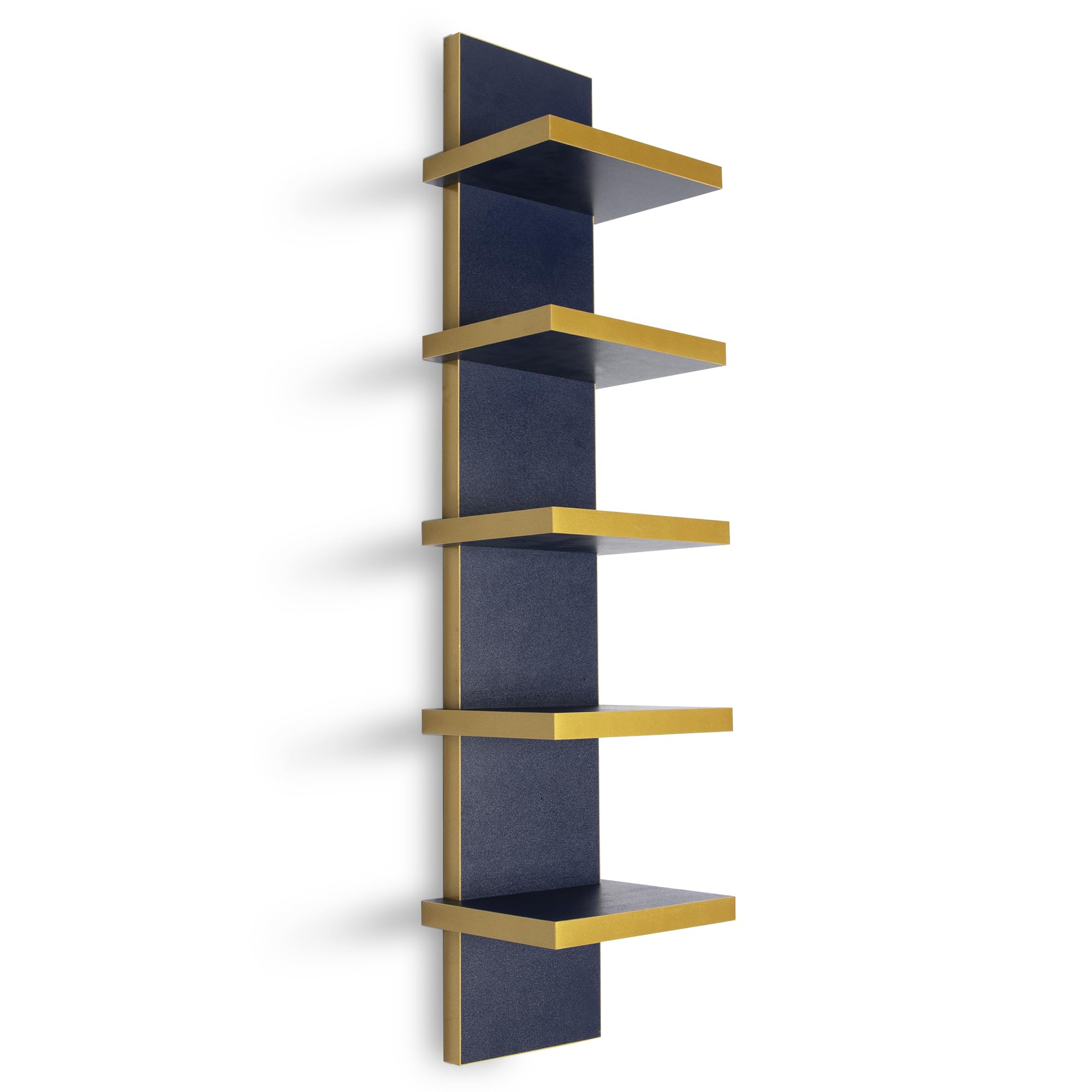 Homaterial 5 Tier Wall Shelf Unit, Decorative Wall Mount Vertical Shelving,Modern Column Floating Shelves for Bedrooms, Bathrooms 5.5" x 7.2" x 31"(Blue)