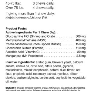 Purity Products Dog Hip and Joint Advanced Support Chews MSM, Glucosamine, Chondroitin & Perna (Green-Lipped Mussel) - Supports Canine Cartilage Health, Mobility, Flexibility & Comfort - 60 Chews