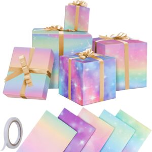 Girls Wrapping Paper, Gradient Rainbow Wrapping Paper, Wrapping Paper Birthday for Girls/Women, Popular Gift Wrapping Paper for Birthday, Wedding, Anniversary, Wedding, Anniversary, 27.6x19.7 Inch, Different Design