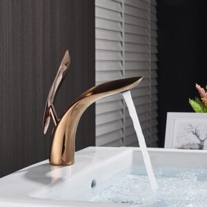 kitchen sink mixer taps bath faucets, rose brass basin faucet, solid cold and hot water mixer, bathroom faucet, single handle water sink tap for balcony laundry/white (rose d)